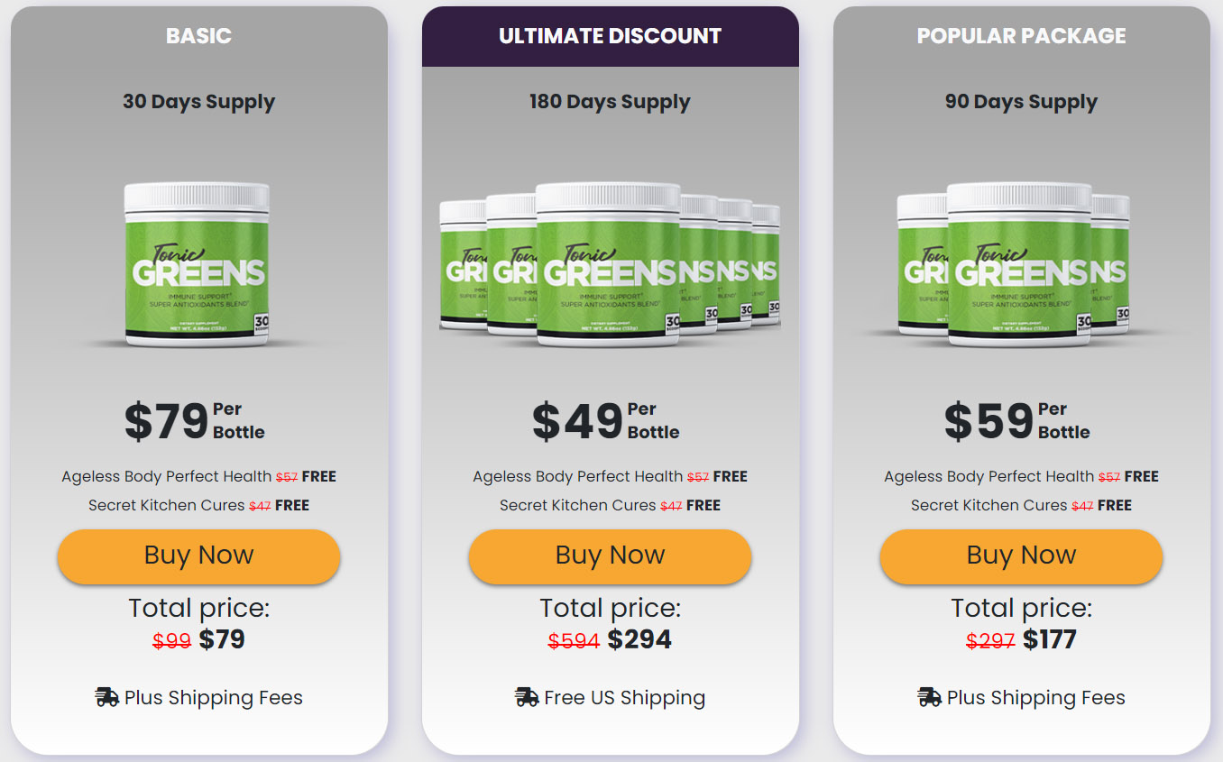 Tonic Greens order page